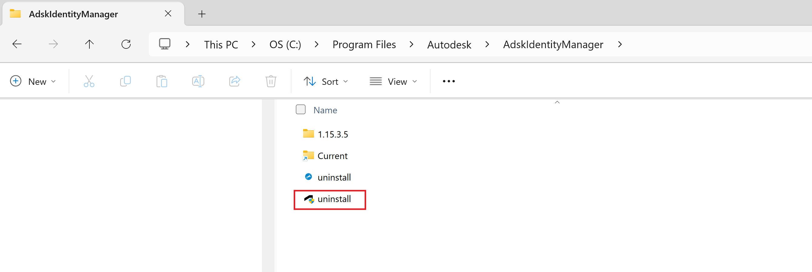 文件资源管理器的图片,其中显示了 Autodesk Identity Manager 文件夹
